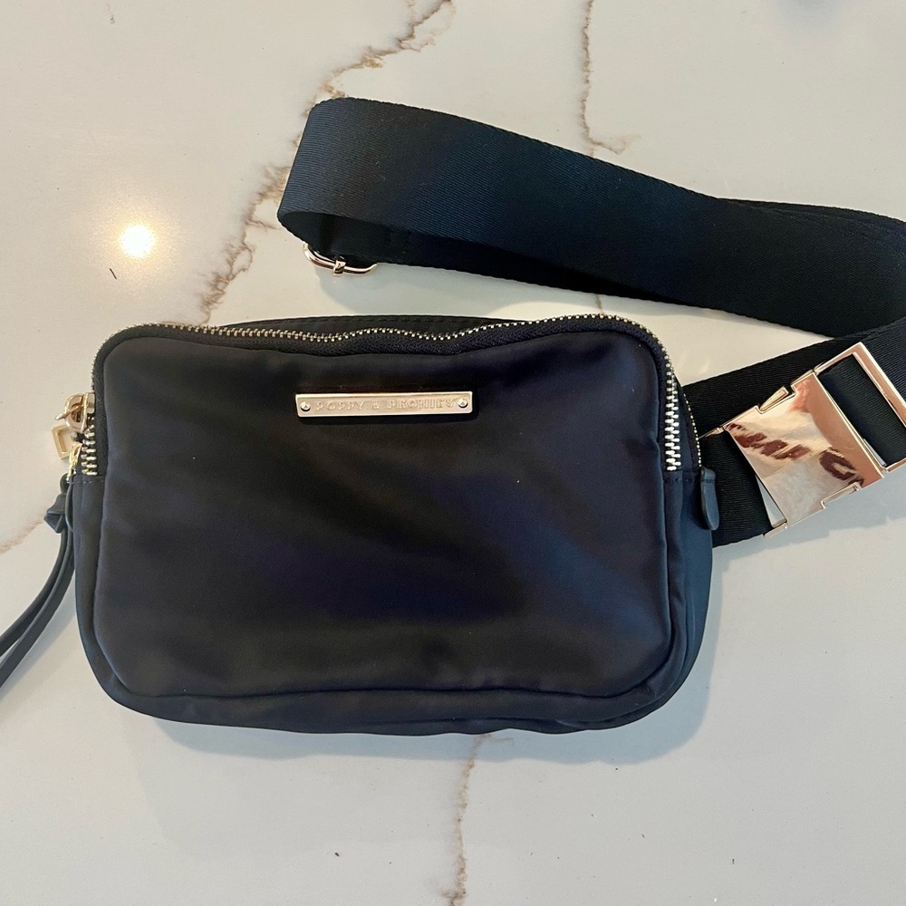 Poppy & Peonies “On The Run” Belt Bag, Black (NOT vegan leather)